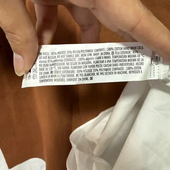 English Factory Mixed Media Mini Dress Brown White Size S NWT MINOR FLAW SEE PHO - Picture 7 of 7